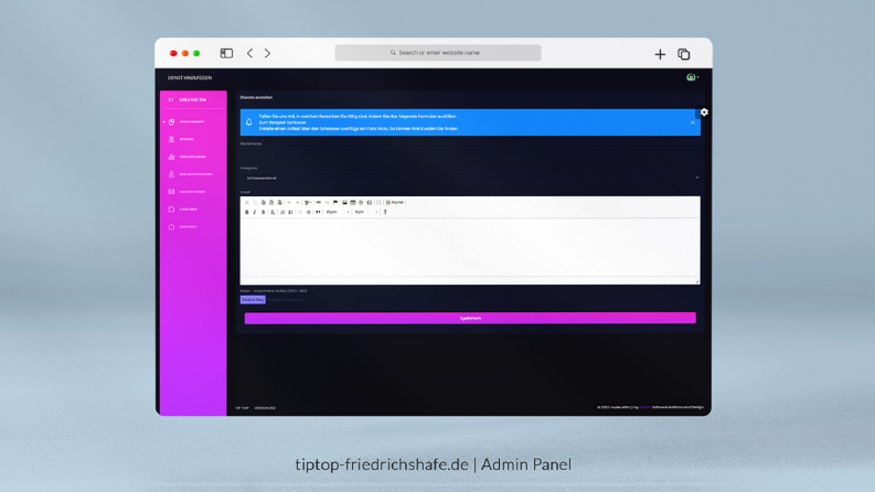 Tiptop Friedrichshafen - Admin Panel