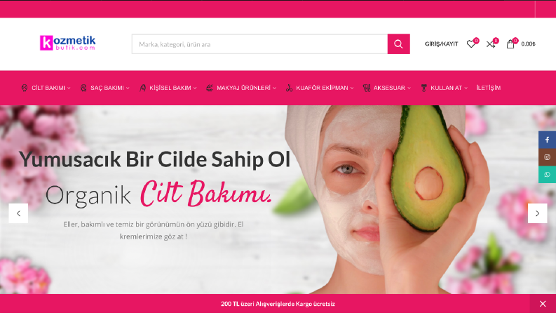 Kozmetikbutik.com için yapılan Eticaret sitesi