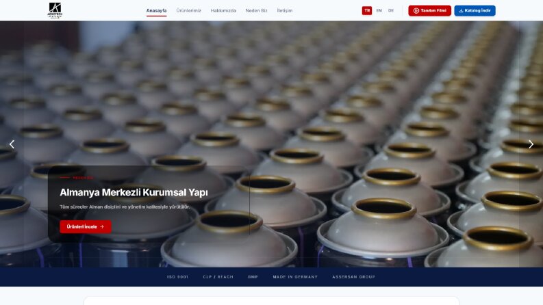 Entegre Üretim Tesisi İçin Özel Kodlanmış Kurumsal Web Site