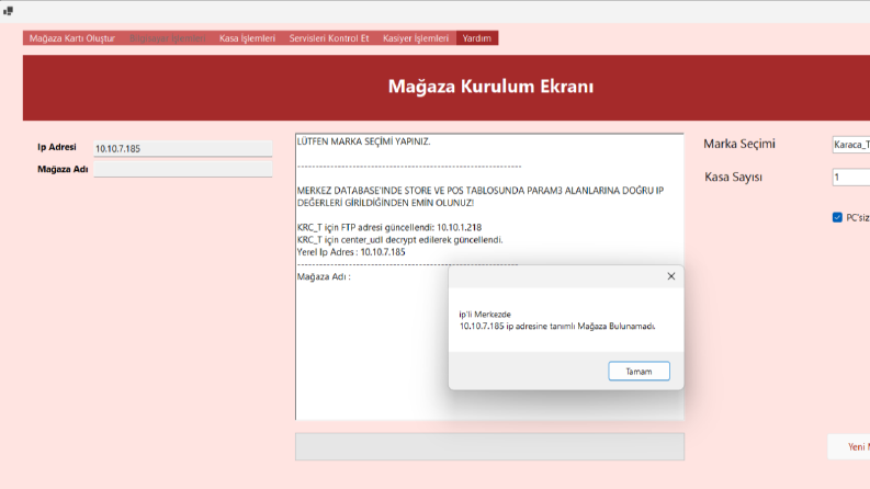 Toshiba IBM Genius Open Kasa için Mağaza Kurulum Programı
