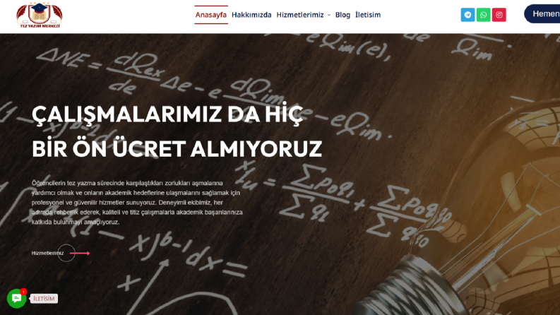 Tez yazım merkezi için yaptığım web tasarım