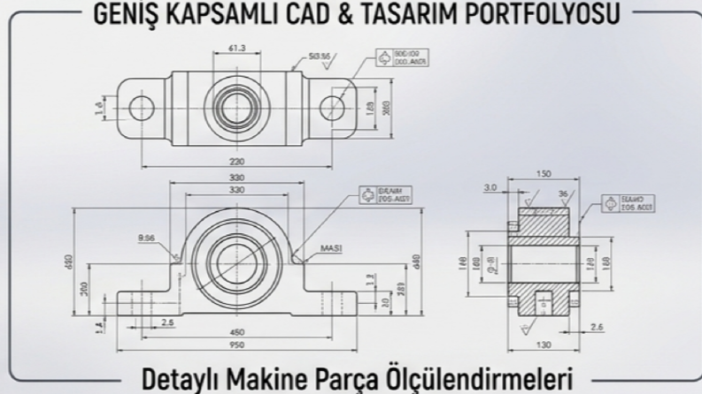 Detaylı makine parça ölçülendirmeleri