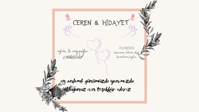 Düğün konseptli davetiye