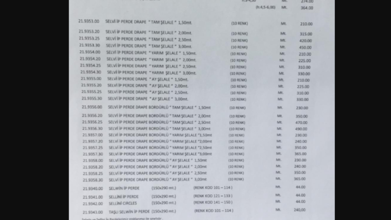 PDF Fiyat Listesi Düzenleme