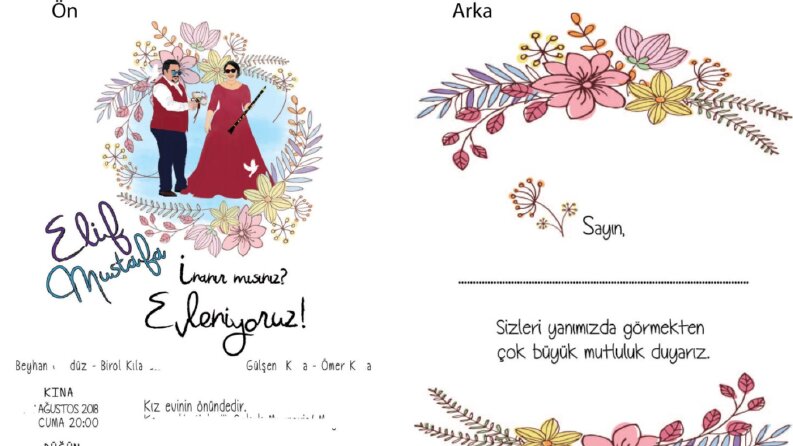 Davetiye Örneği Ön Yüz - Arka Yüz