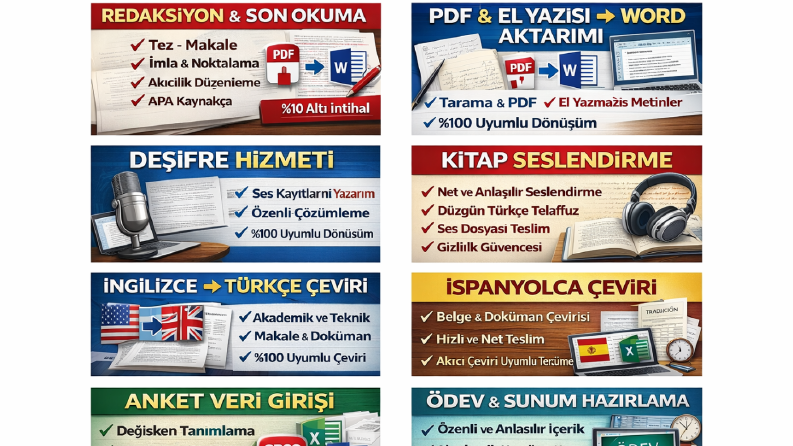 REDAKTÖR, ÇEVİRMEN, YAZI AKTARMA, DEŞİFRE, ANKET VERİ GİRİŞİ