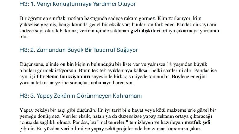 SEO Makale Örneği: Python Pandas ile Veri Analizi