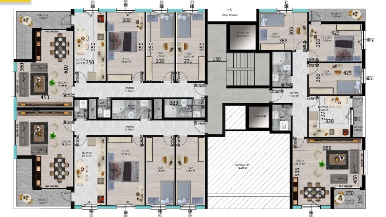 Uygulama projesi çizimleri ve plan boyamaları