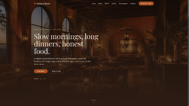 Kafe & Restoran için Modern Web Sitesi Tasarımı