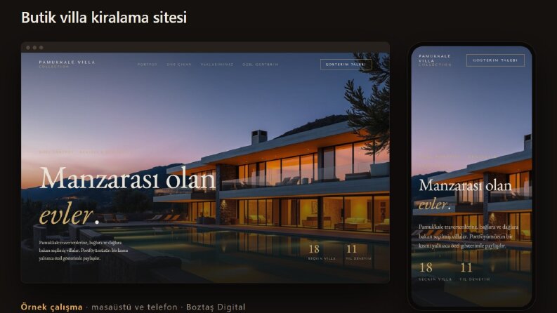 Butik Villa Kiralama Web Sitesi - Sinematik Tasarım (Örnek)