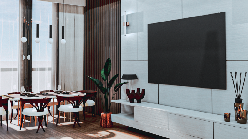 Modern apartman dairesi 3D tasarımı, render - Oturma odaları