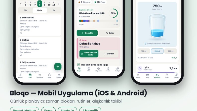 Bloqo – Zaman Bloklama ve Rutin Takip Mobil Uygulaması