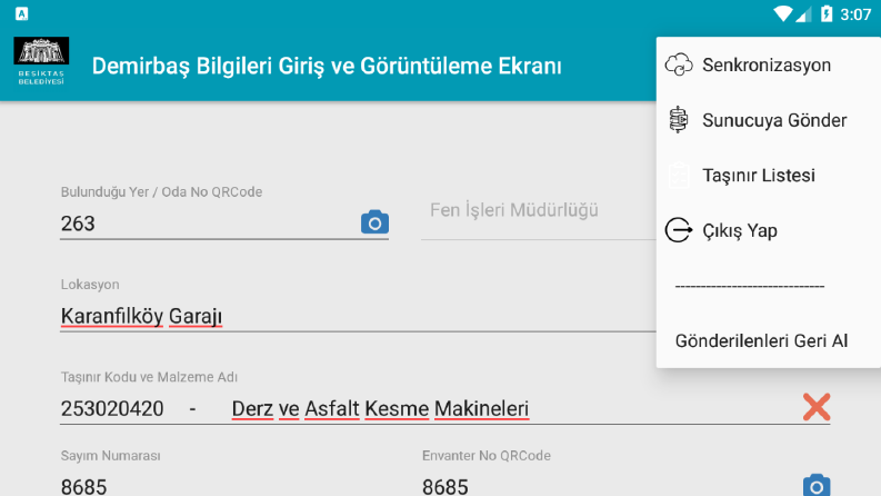 Demirbaş Sayım (Android Uygulama)