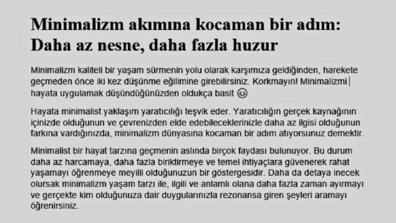 Minimalizm akımına kocaman bir adım: Daha az nesne, daha faz