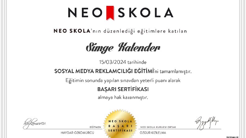 Sertifika - Sosyal medya reklamcılığı