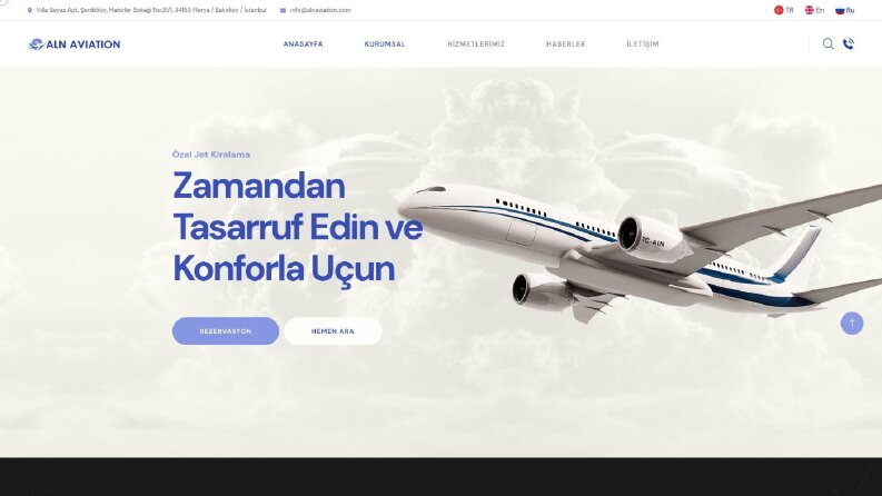 ALN Havacılık – Özel Kodlanmış Web Sitesi Geliştirme