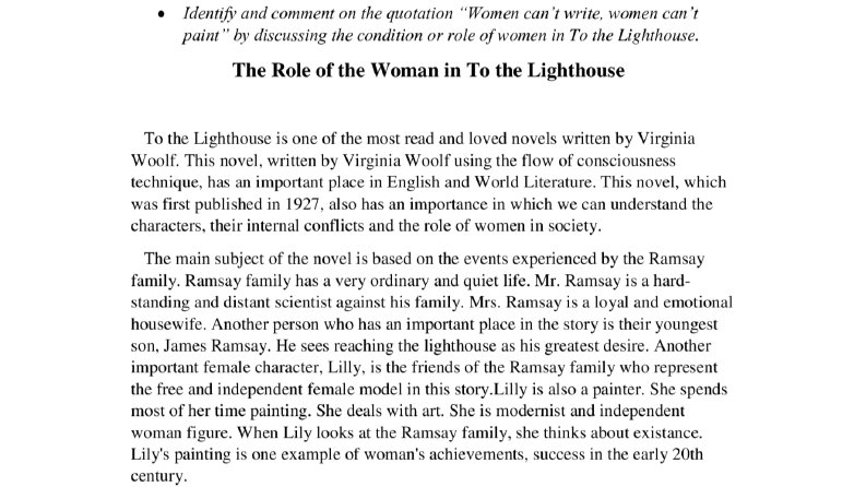 Virginia Woolf- To the Lighthouse Analiz