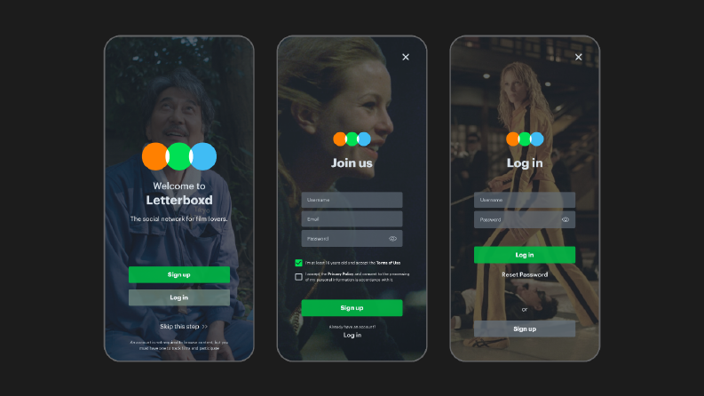 Letterboxd Sign Up & Log In Page