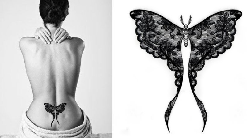 Gothic lace moth tattoo