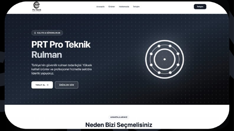 PRT Pro Teknik Rulman – Kurumsal Web Sitesi Tasarımı
