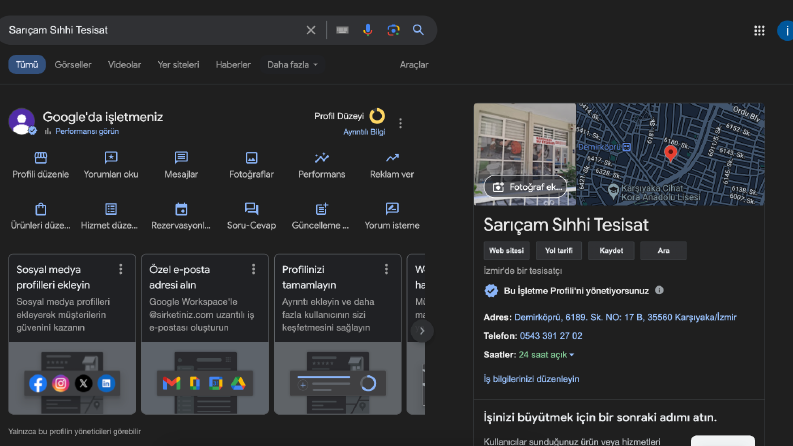 Sarıçam Sıhhi Tesisat - Google Maps Kaydı