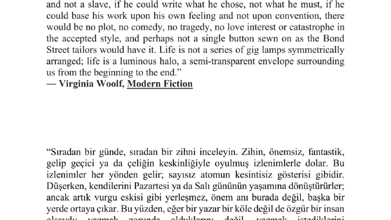 Virginia Woolf- Modern Fiction Çeviri