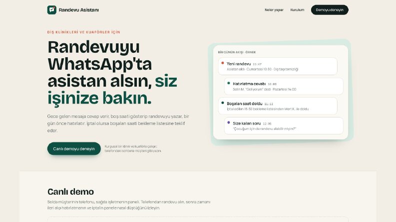 Randevu Asistanı – Diş Kliniği ve Kuaför İçin WhatsApp Botu