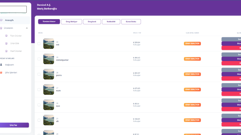 React ve Laravel ile Geliştirilmiş RESTful Admin Paneli