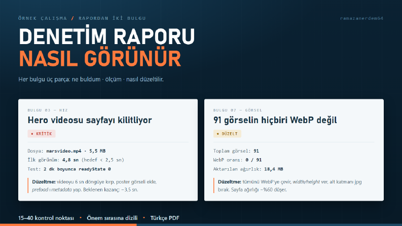 Teknik SEO Denetim Raporu - Bulgu Formatı Örneği