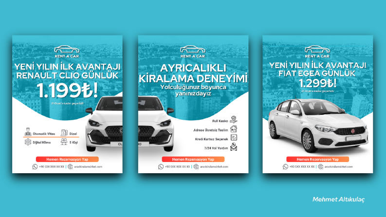 Araç Kiralama & Rent a Car Post Tasarım