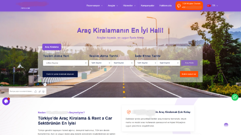 Araç Kiralama (Rezervasyon) - Kurumsal Web Sitesi