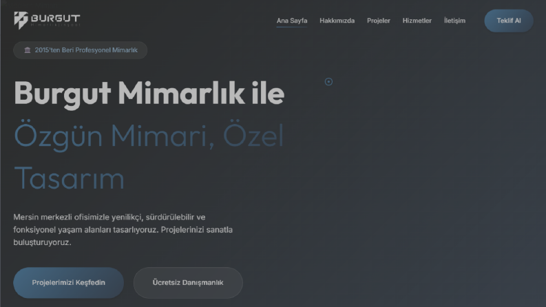 Burgut Mimarlık: Kurumsal ve Estetik Web Tasarımı