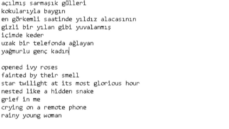 Ayrılık sevdaya dahil şiiri çevirim