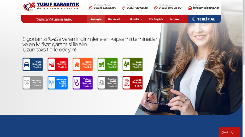 YK Sigorta Anahtar Teslim Web Sitesi