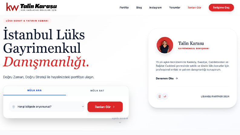 Talin Karasu için Laravel (PHP) altyapılı, SEO odaklı bir em