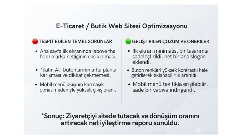 X E-Ticaret / Butik Web Sitesi Optimizasyonu