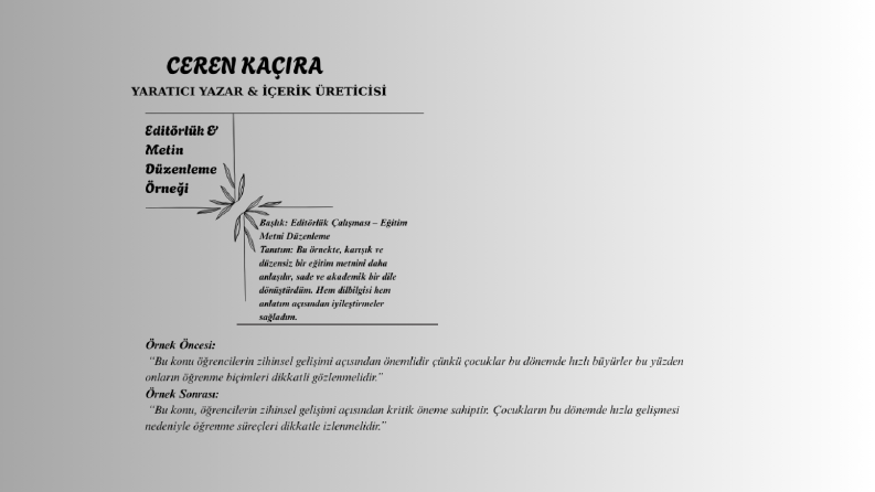 Yaratıcı Yazar & İçerik Üreticisi 