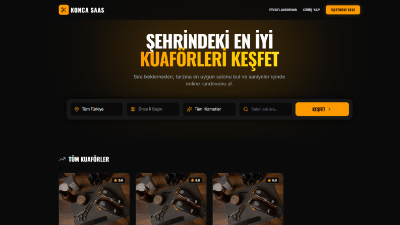 Kuaför salonları için randevu ve salon takip projesi