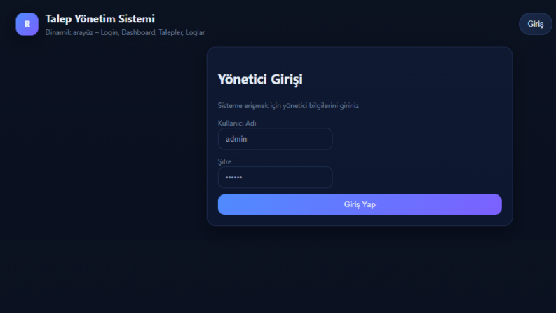 Talep Yönetim Sistemi – Admin Panel