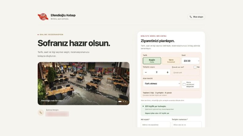 Efendioğlu – Online Rezervasyon Sistemi
