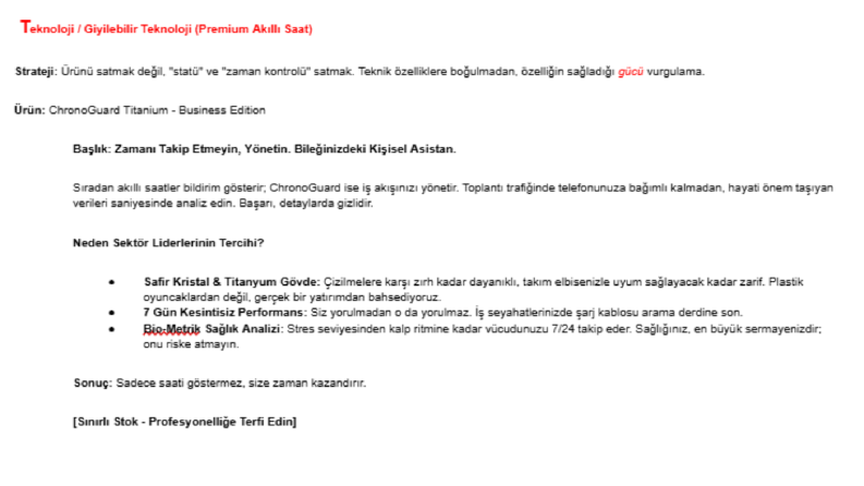 Teknoloji & Giyim: Premium Ürün Satış Metni