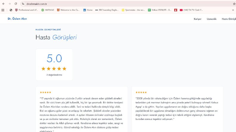Dermatoloji Uzmanı İçin SEO+GEO Odaklı Doktor Sitesi