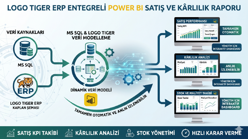 Logo Tiger ERP Entegreli Power BI Satış ve Kârlılık Raporu
