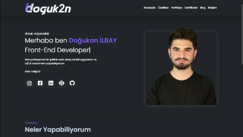 Kendim için tasarladığım ve şuan da kodladığım Web Sitem