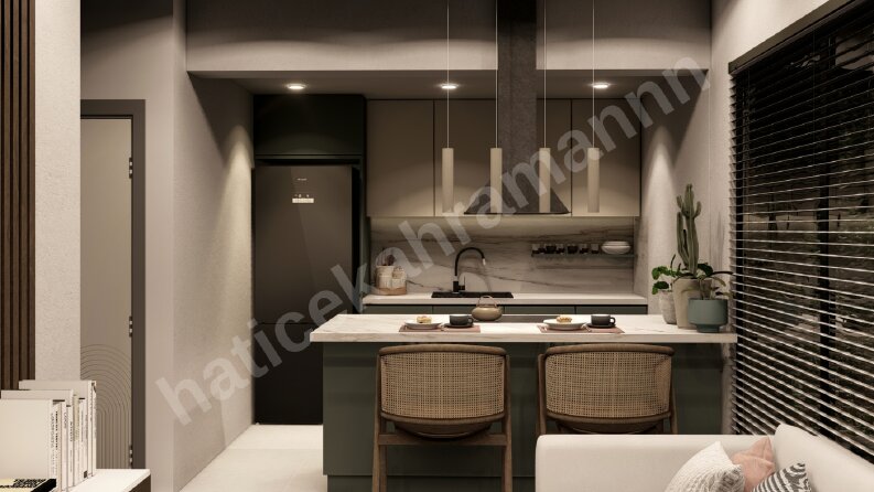 İç Mekan Render / Daire Salon