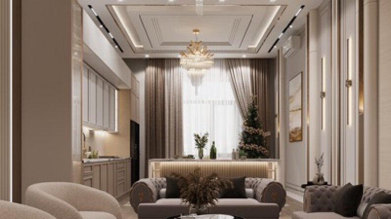 Salon tasarım; İç mimari 3D perspektifi 
