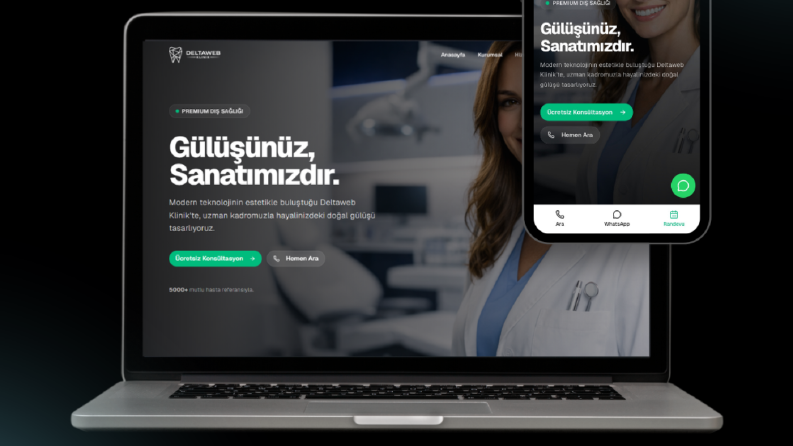 Klinikler için sade ve güven veren web sitesi.