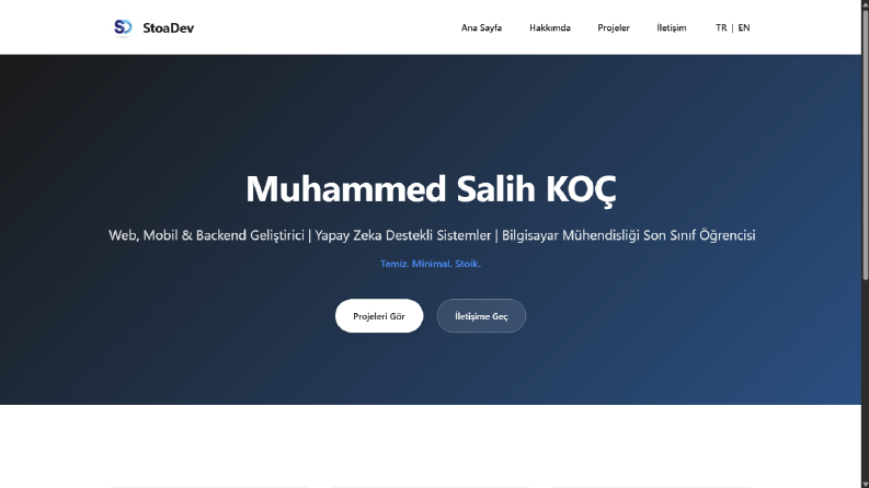 Stoa Dev – Kişisel Portfolyo Web Sitesi