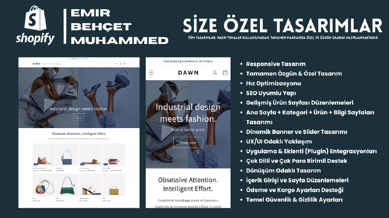 Modern/Satış Odaklı Tamamen Özel Shopify Mağaza Tasarımları