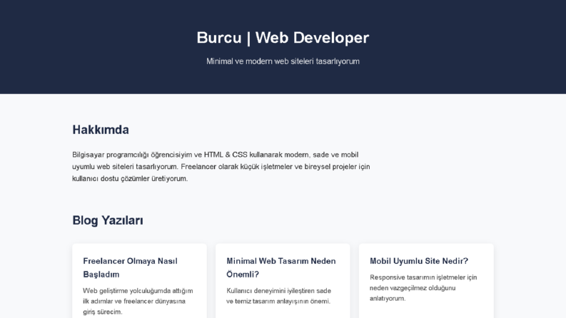 Kişisel Blog Web Sitesi (Demo Çalışması)